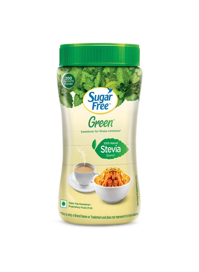 Sugar Free Green 100% Plant-Based Stevia Natural Sweetener Jar, 200g - Image 1