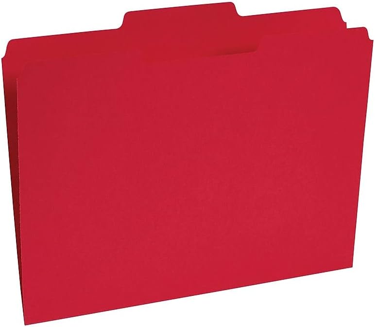 Staples 508978 Colored File Folders wReinforced Tabs Letter 3 Tab Red 100Box - Image 2