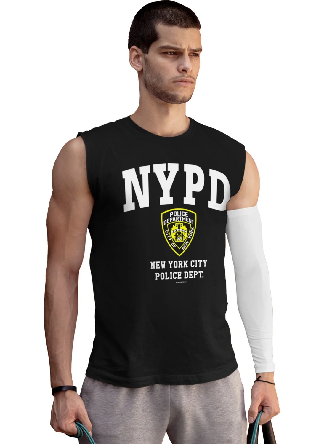 روك اند رول Nypd Black Cut Sleeve / Sleeveless Men's T-Shirt