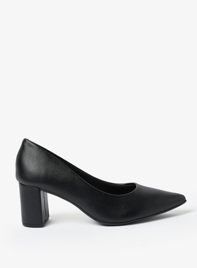 Beira Rio Solid Pointed Toe Block Heel Shoes - Image 3