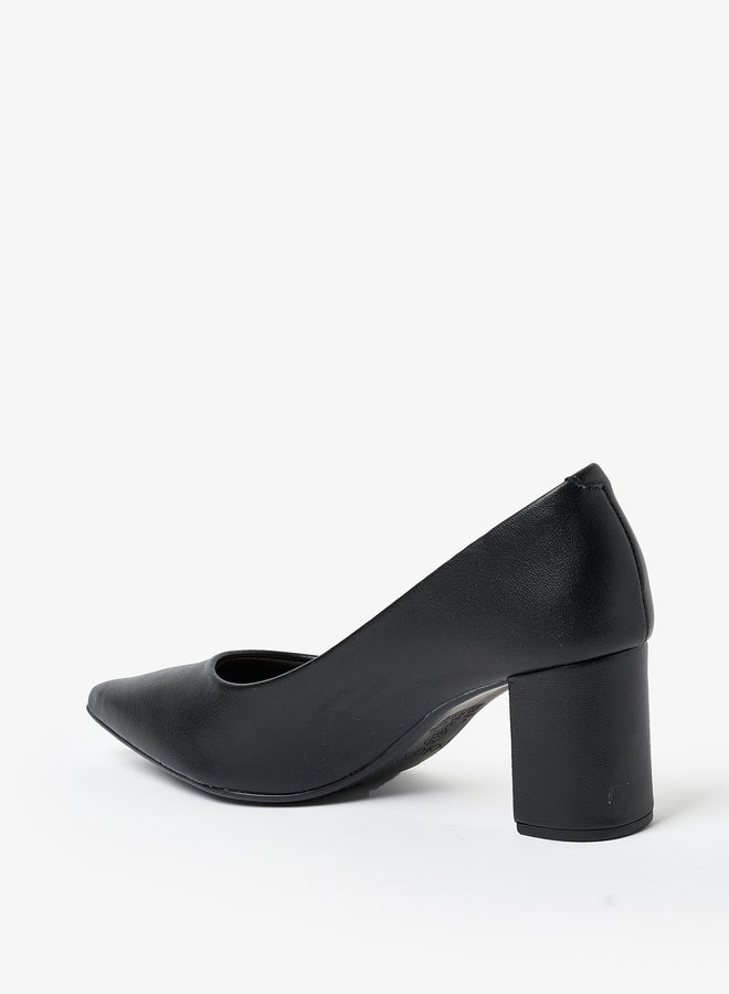 Beira Rio Solid Pointed Toe Block Heel Shoes - Image 5