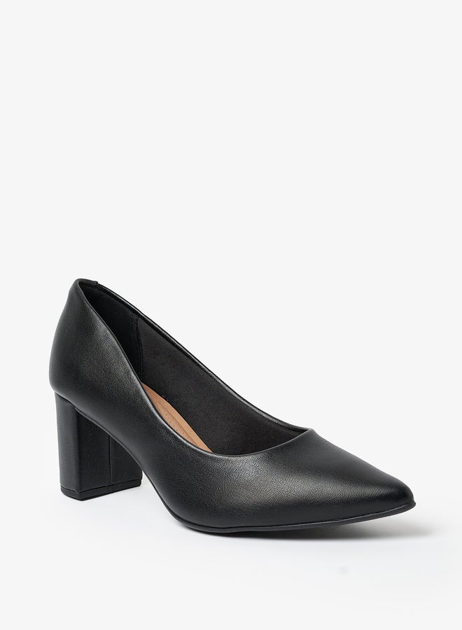 Beira Rio Solid Pointed Toe Block Heel Shoes - Image 4