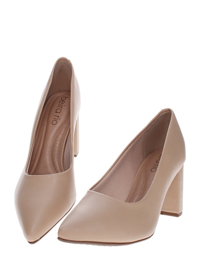 Beira Rio Solid Pointed Toe Block Heel Shoes - Image 2