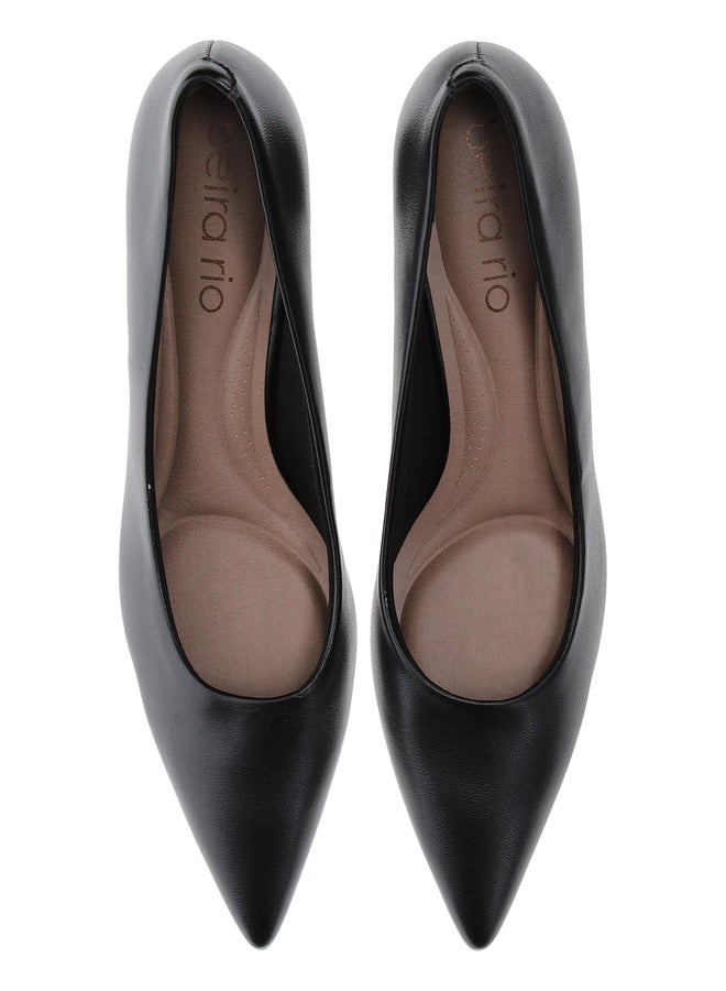 Beira Rio Solid Pointed Toe Block Heel Shoes - Image 1