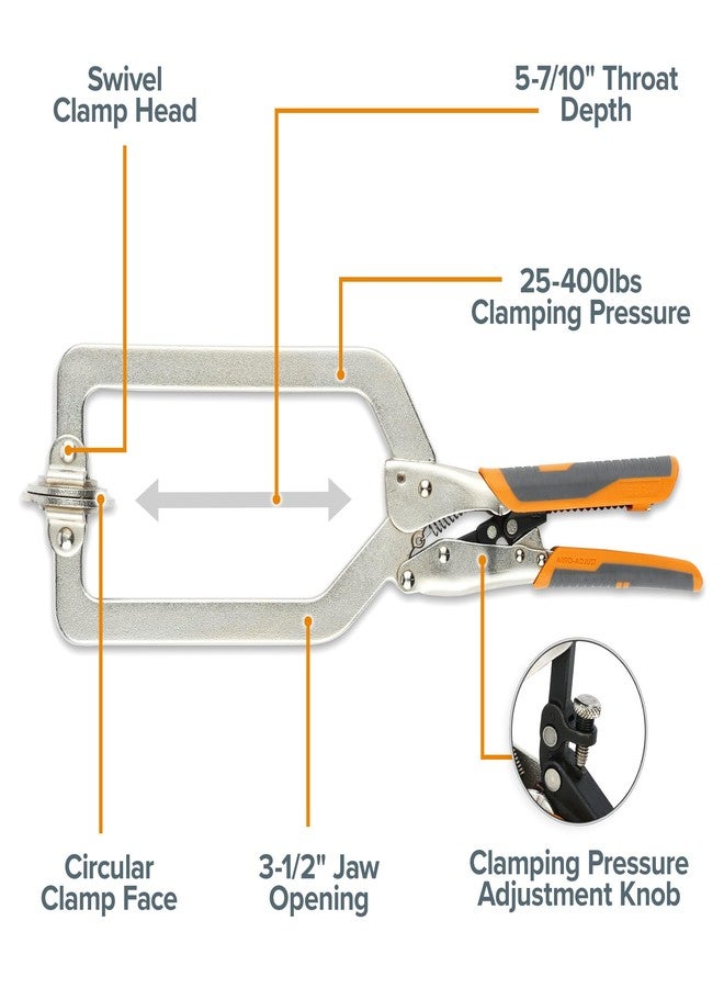BORA Auto Adjust 6 inch Locking Vise Grip Clamp - Heavy Duty Multi Purpose Welding Clamps with Comfortable Grips Perfect C Clamp for Woodworking, Welding, and Metalworking - Image 2
