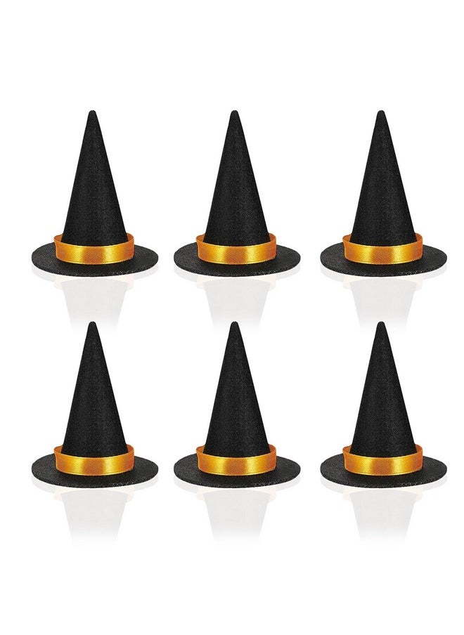 Oarkive 6Pcs Mini Felt Witch Hats - Bulk Tiny Wizard Hats For Crafts, Wine Bottle Decor, And Halloween Decorations  - Image 1