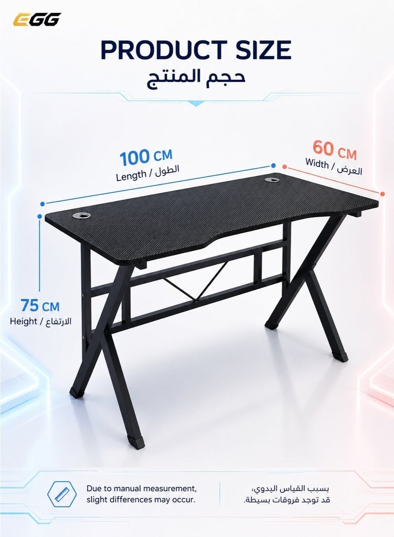 Egg (100*60*75 cm) Gaming table, gaming desk, gaming and home office table, computer desk and table with K-shaped carbon fiber top, high quality and easy to install - Image 3