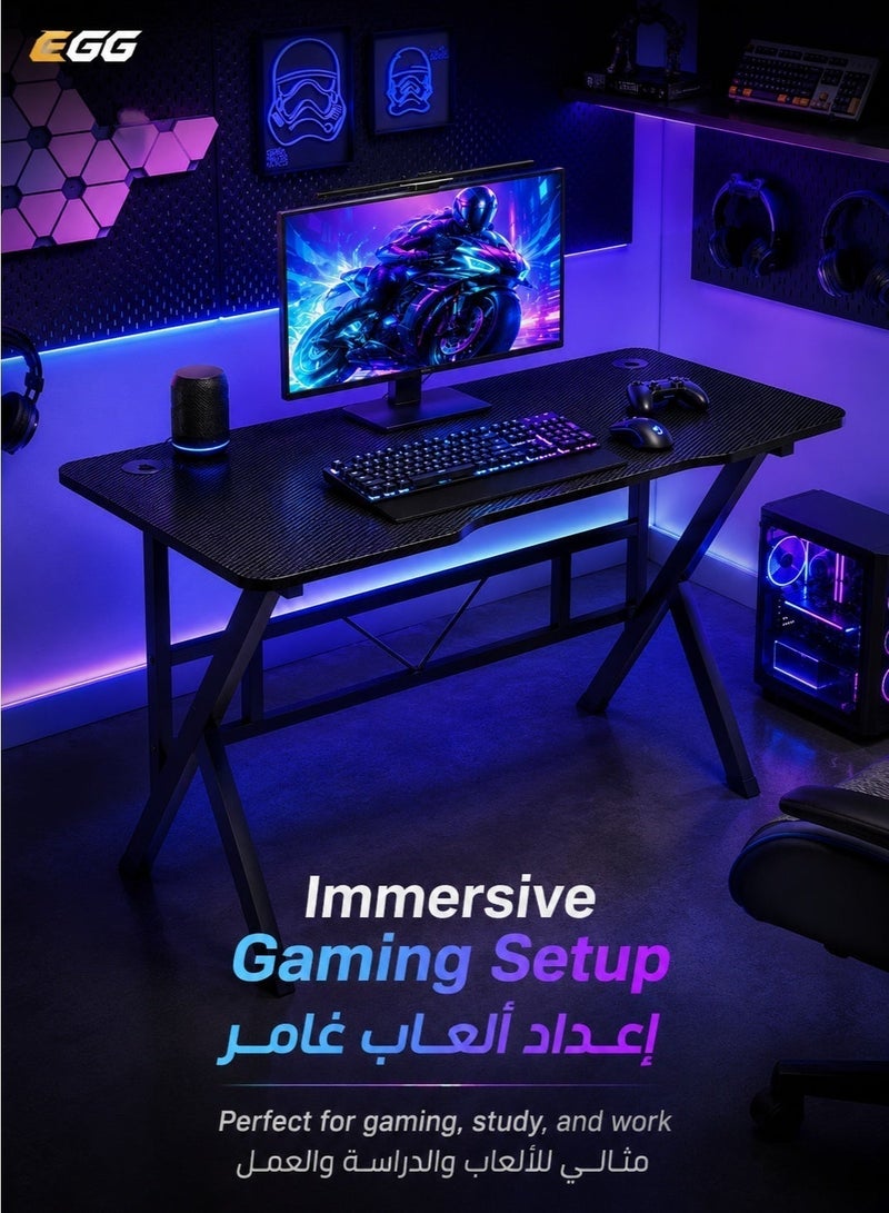 Egg (100*60*75 cm) Gaming table, gaming desk, gaming and home office table, computer desk and table with K-shaped carbon fiber top, high quality and easy to install - Image 2