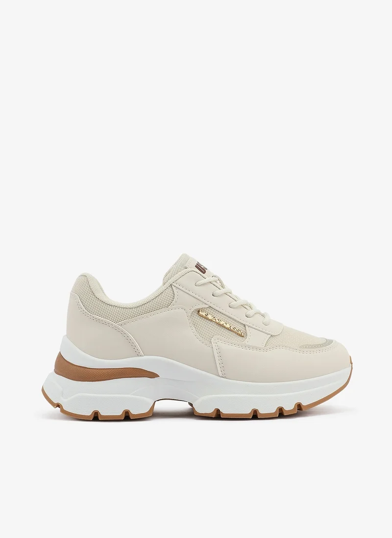 Women's Beige Low-Top Sneakers - Lightweight Shoes & Trendy Design Shoes for Everyday Wear