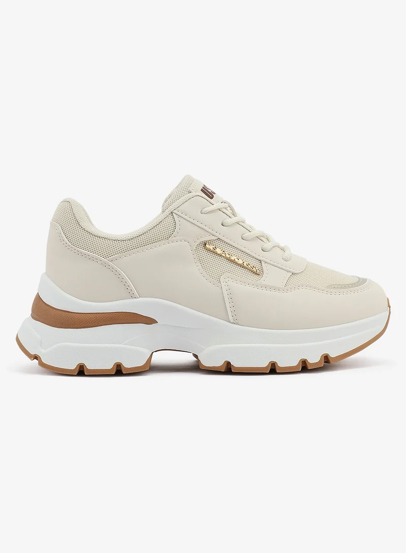 يو اس بولو اسن أحذية رياضية نسائية بيج قصيرة بتصميم عصري وخفيف الوزن للملابس اليومية