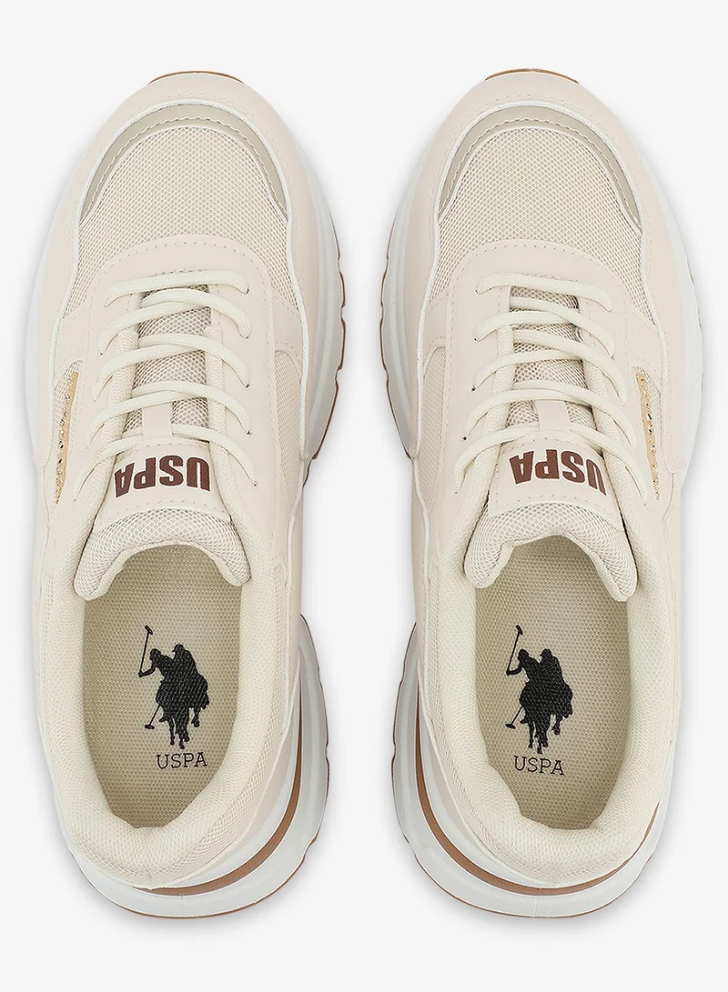 U.S. Polo Assn. Women's Beige Low-Top Sneakers - Lightweight Shoes & Trendy Design Shoes for Everyday Wear
