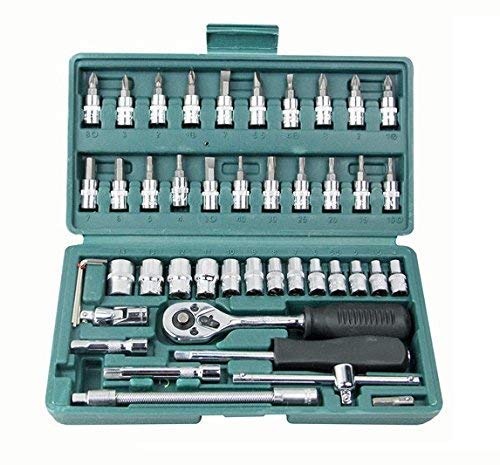 PAGHADI 46 in 1 Pcs Tool Kit Screwdriver and Socket Set l 14 Inch Socket Combination Set DIY Repair Tool Kit 46Pieces Multicolor - Image 3