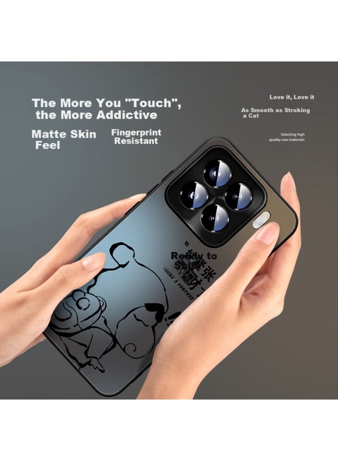Xp Suitable For Xiaomi 15 Pro Phone Case Lens Full Coverage Xiaomi 15 Pro Ultra-thin Heat Dissipation Frosted Cartoon Men And Women Models Anti-fall Business High-end Feeling - Graphite Gray Circular - Image 1