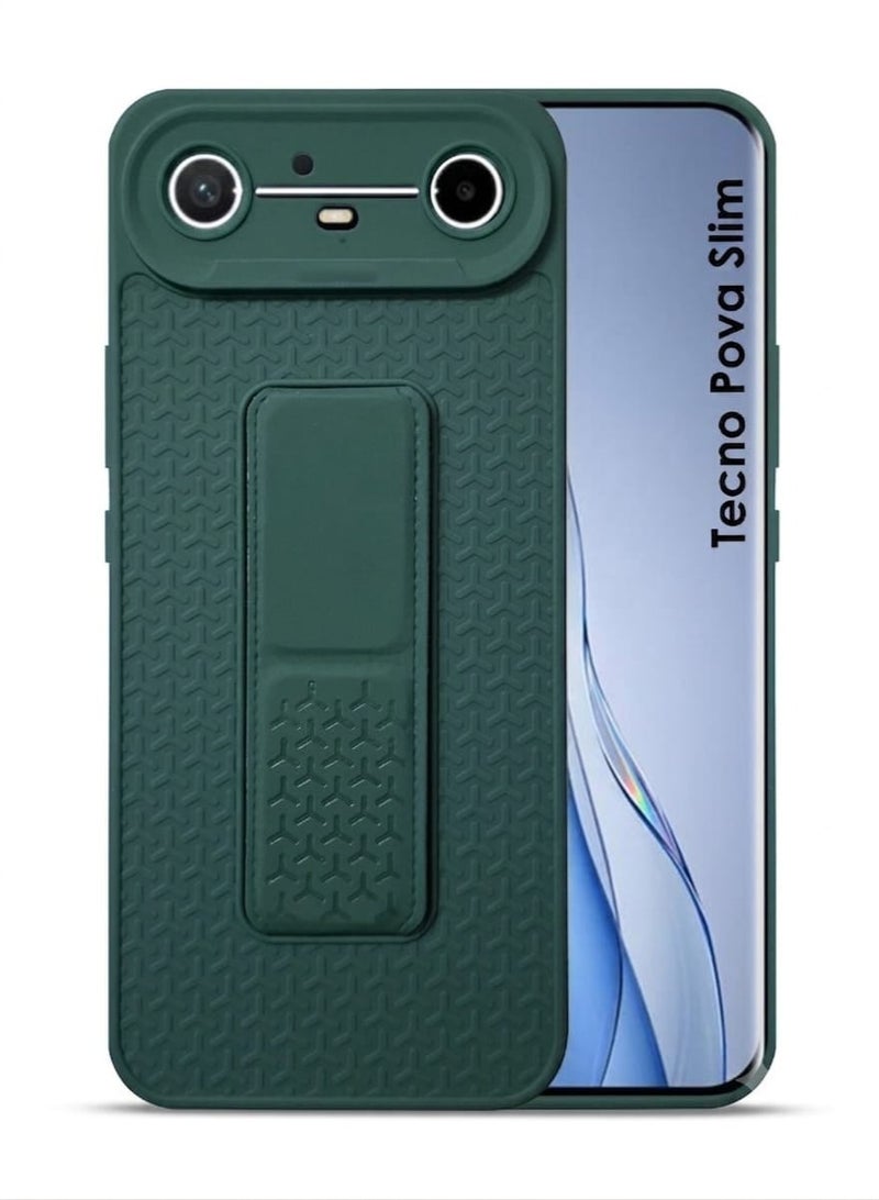 Tecno Pova Slim Hand Grip Case Cover - Magnetic Hand Grip Holder & Kickstand Case For Tecno Pova Slim - Strong Grip for Magnetic Car Holder, Stylish Silicone Case & Functional, Ultimate Convenience & Hands-Free Viewing - Image 1