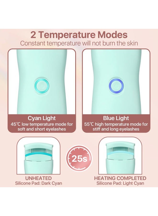 MLEN DIARY Heated Eyelash Curlers, Electric Eyelash Curler USB Rechargeable Small Travel Eyelash Curler for Quick Natural Curling and Long Lasting, 2 Heating Modes Lash Curling Tool for Women - Image 3