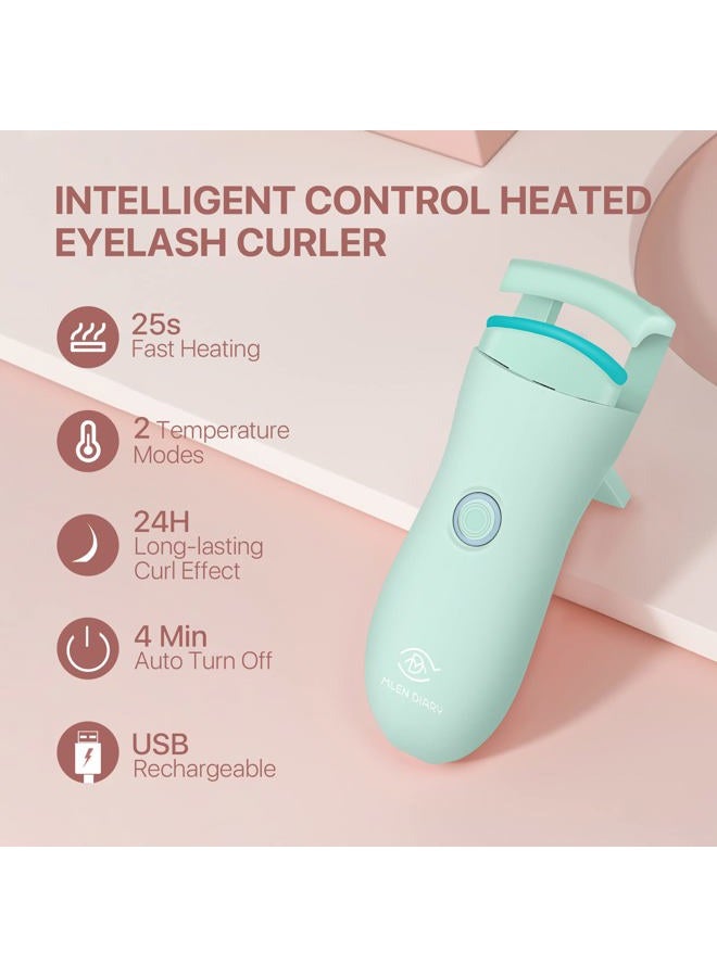 MLEN DIARY Heated Eyelash Curlers, Electric Eyelash Curler USB Rechargeable Small Travel Eyelash Curler for Quick Natural Curling and Long Lasting, 2 Heating Modes Lash Curling Tool for Women - Image 2