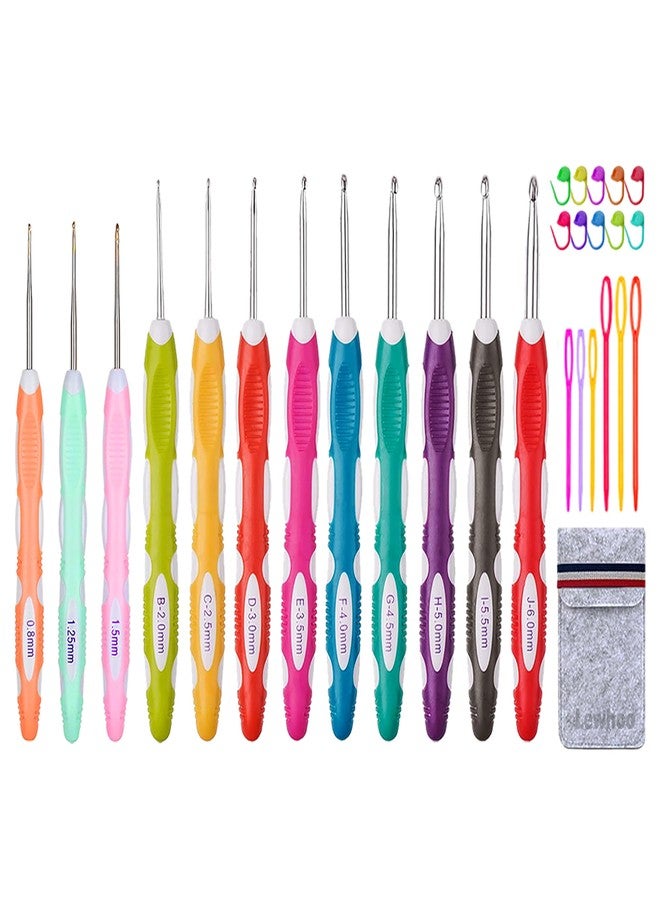 Lewhoo Ergonomic Crochet Hooks, Crochet Hooks Set for Arthritic Hands, Size from 0.8mm~6.0mm - Image 1