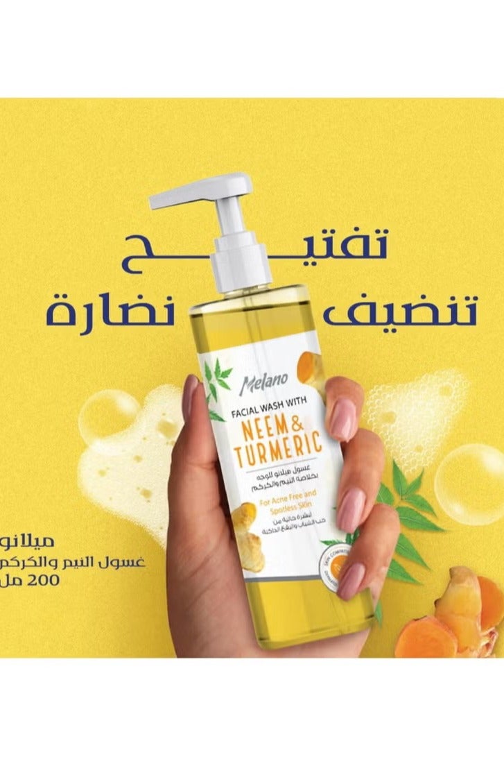 MELANO Face Wash With Neem and Turmeric Extract 200 ml - Image 2