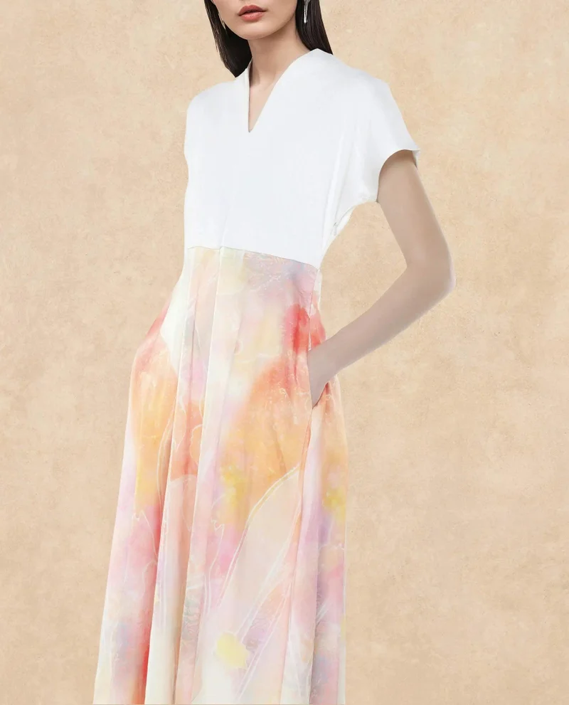 Rareism Women's Abstract Print Midi Dress