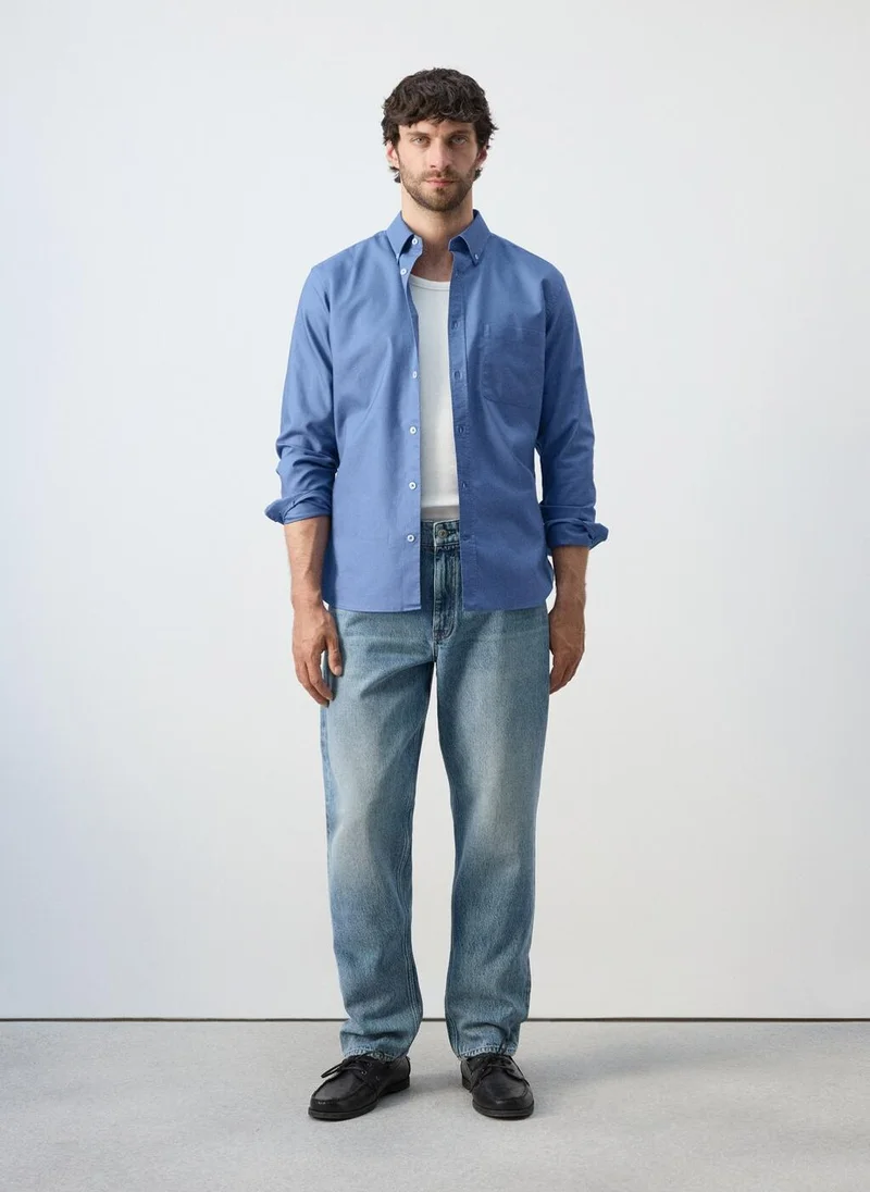Mango Man  Lightweight Oxford shirt 100% cotton regular fit for Men | Best Price UAE