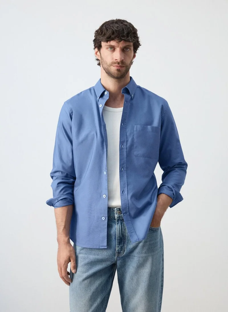 Mango Man  Lightweight Oxford shirt 100% cotton regular fit for Men | Best Price UAE