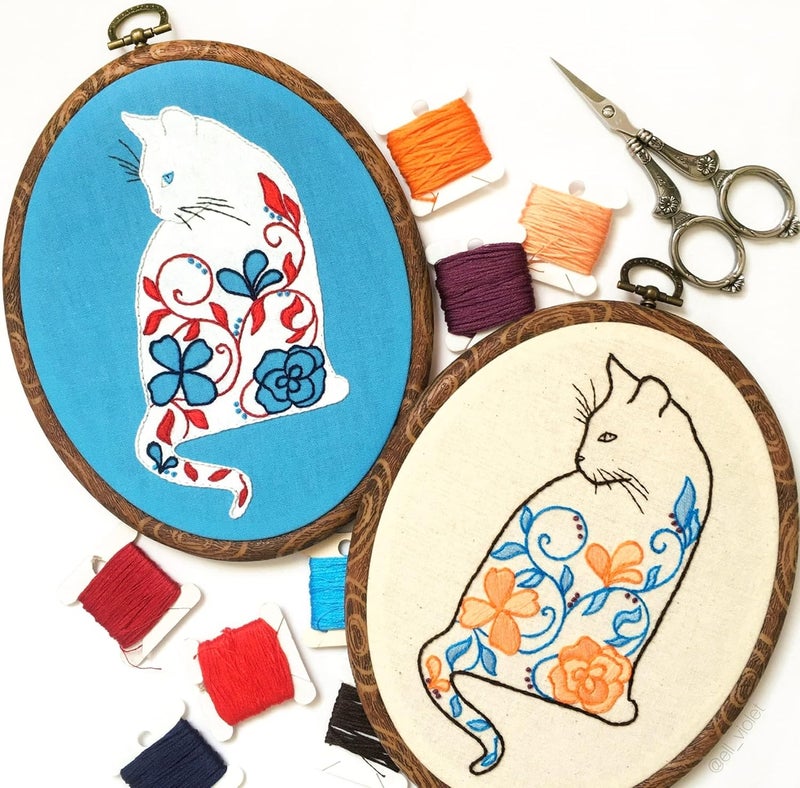 GuoFa 9'' Oval Embroidery Hoops - 5PCS Decorative Cross Stitch Hoop Set, Imitated Wood Embroidery Frame Circle Hanging Arts Ornament (9in-5pcs) - Image 2