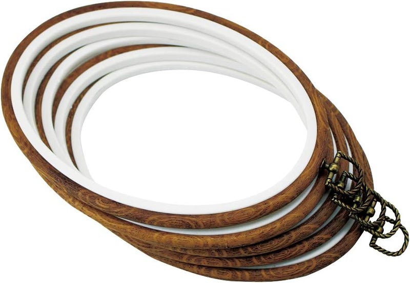 GuoFa 9'' Oval Embroidery Hoops - 5PCS Decorative Cross Stitch Hoop Set, Imitated Wood Embroidery Frame Circle Hanging Arts Ornament (9in-5pcs) - Image 1