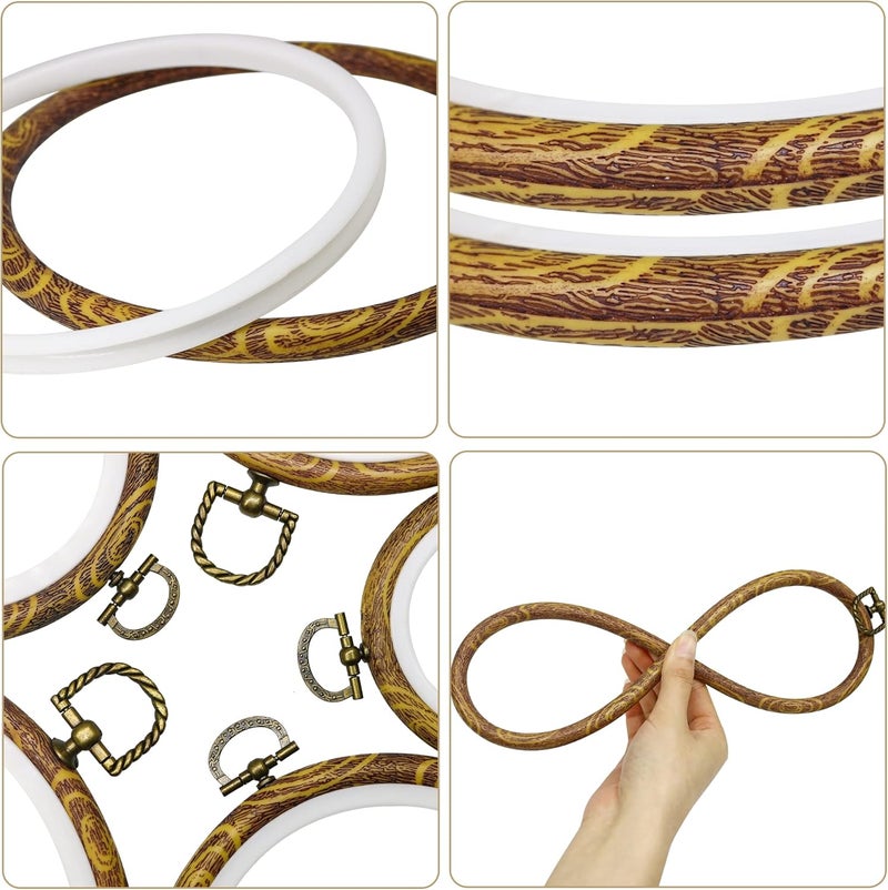 GuoFa 9'' Oval Embroidery Hoops - 5PCS Decorative Cross Stitch Hoop Set, Imitated Wood Embroidery Frame Circle Hanging Arts Ornament (9in-5pcs) - Image 3