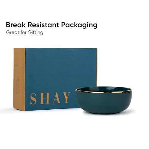 Shay Ceramic Serving Bowls Set, 1000ml, 2 Piece, Teal Gold | Glossy Finish | Premium Ceramic Bowls | Bowl Sets | Ceramic Bowl (Teal Gold, Medium Bowls. 2 pc) - Image 4