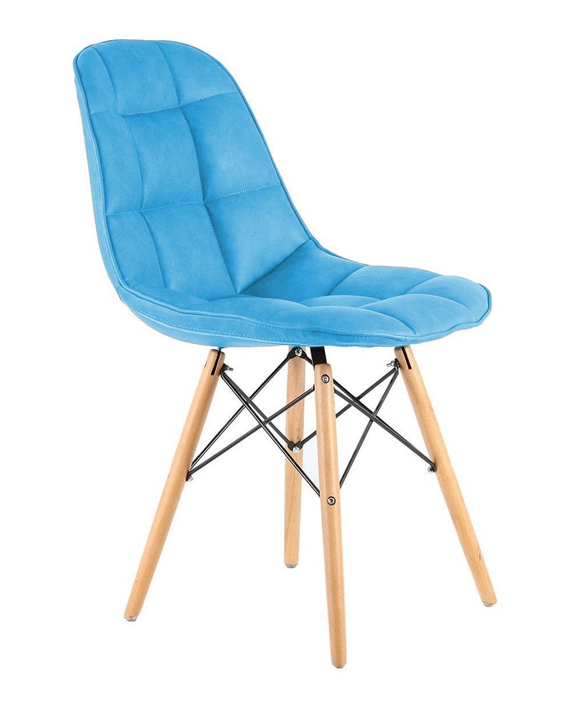Finch Fox Finch Fox Eames Replica Quilted Faux Leather Dining Chair for Cafe Chair Side Chair Kitchen Breakfast Living Room Chair in Light Blue Color