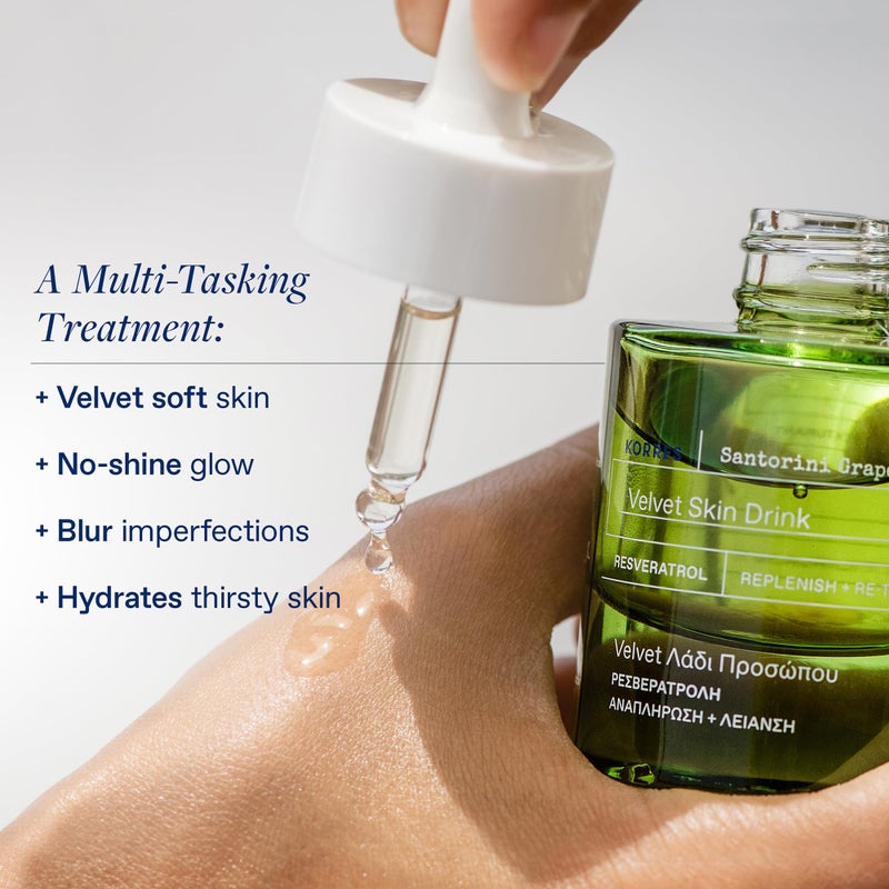 KORRES Santorini Grape Velvet Skin Drink, Hydrating Serum with Resveratrol, Grape Extract and Grape Seed Oil for Skin Care, Antioxidant Rich Face Oil to Support Smooth and Replenished Skin, 1 fl oz - Image 2