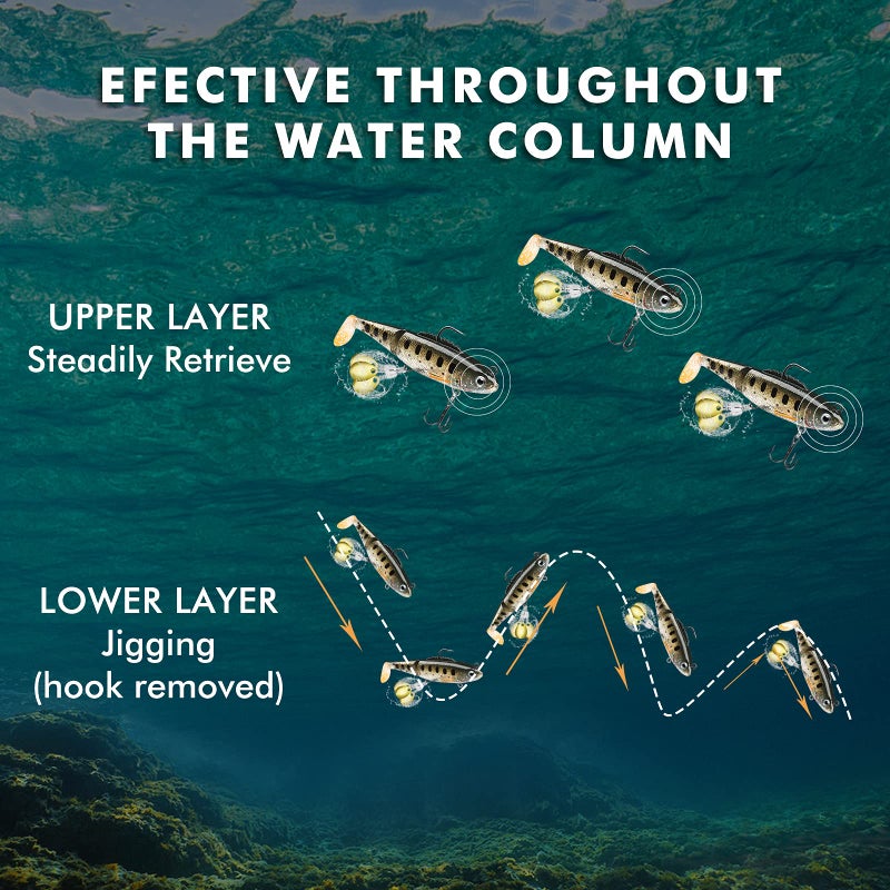 TRUSCEND طُعوم TRUSCEND للصيد لسمك الباس والتروت مع رأس الجيج، طُعوم ذات ذيل مجداف، طُعوم صيد ناعمة، طُعوم للصيد في المياه العذبة والمالحة، معدات صيد سمك الباس، هدايا للرجال - Image 5