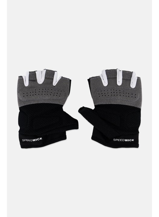 Men Brand Logo Fitness Gloves, Multicolor