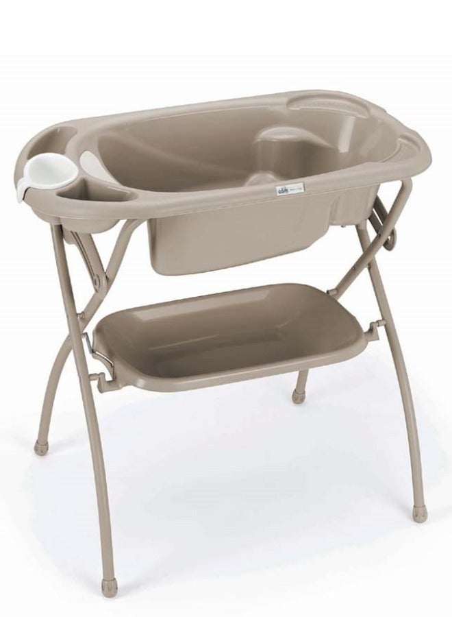 cam Baby Bath Tub  - Beige - Made In Italy - Compact Folding - Incline  Babies From 0 To 6 Months And One Seat With Armrests For Babies From 6 To 12 Months - Portable With Storage - Image 1