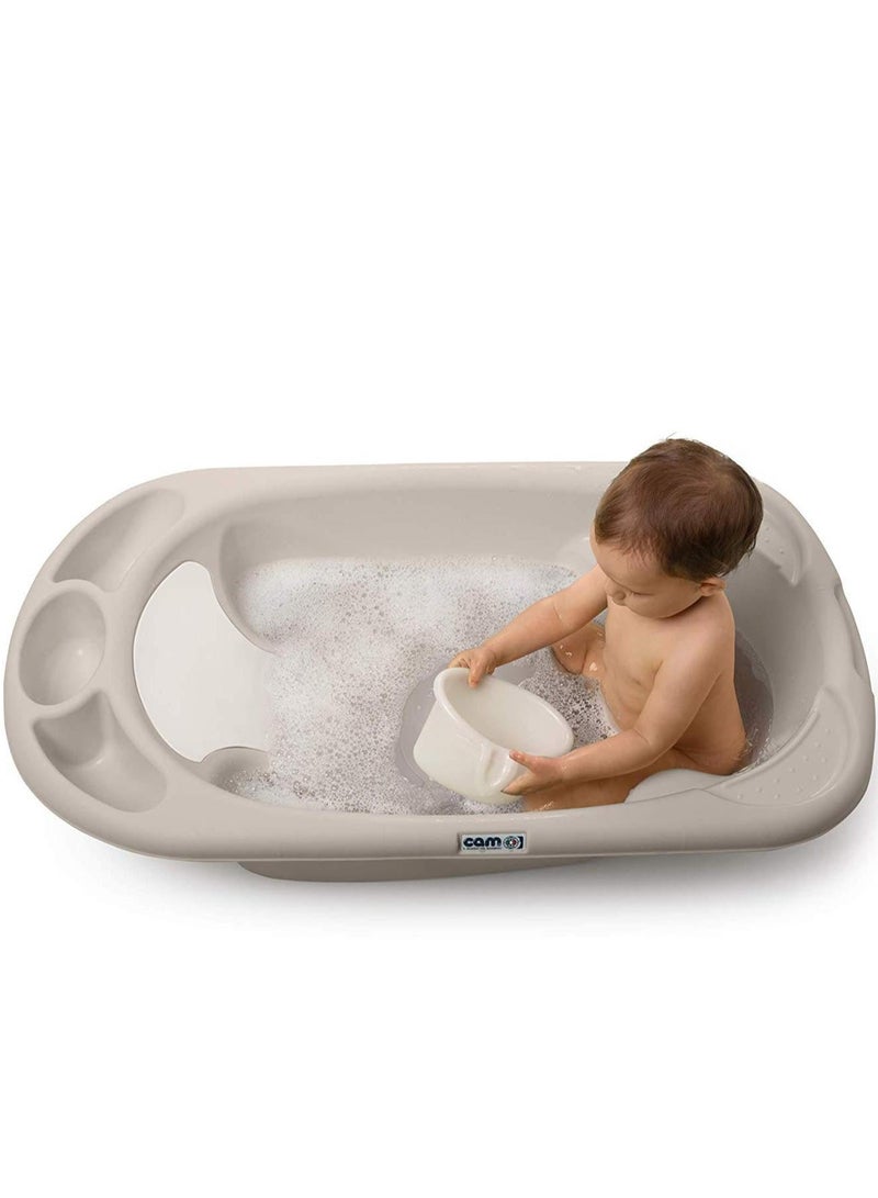 cam Baby Bath Tub  - Beige - Made In Italy - Compact Folding - Incline  Babies From 0 To 6 Months And One Seat With Armrests For Babies From 6 To 12 Months - Portable With Storage - Image 4