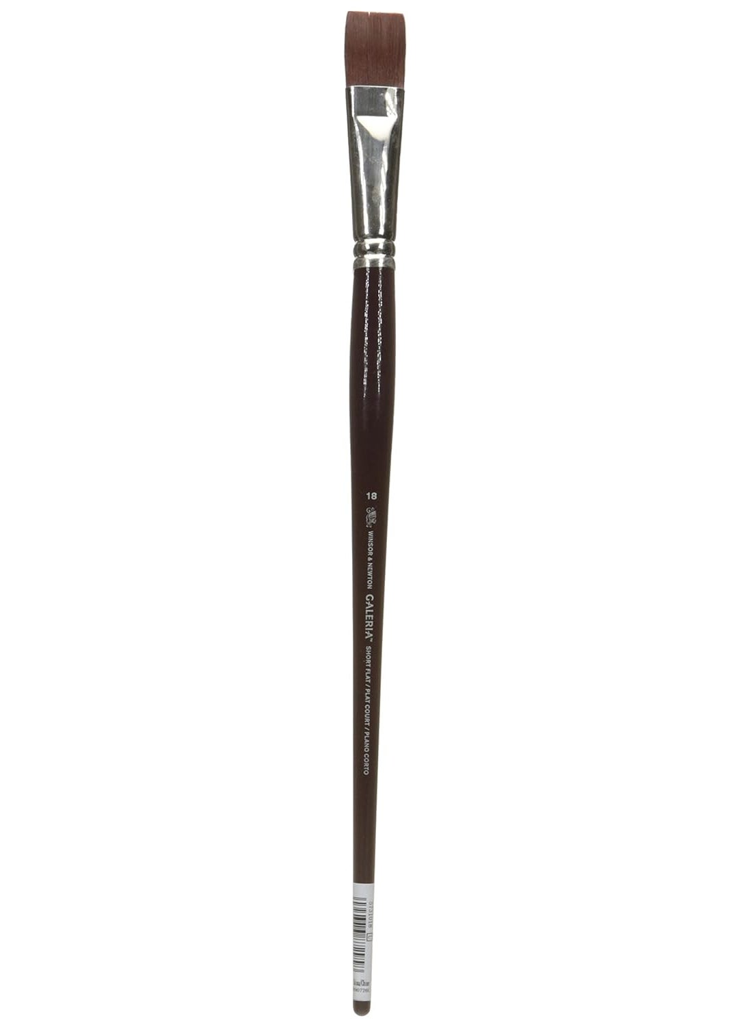 WINSOR & NEWTON Winsor Newton Galeria Synthetic Filament Brush for Acrylic Painting Short Flat Long Handle Size 18 with Maximum Colour Holding Capacity Strong Resilient Flexible  - Image 1
