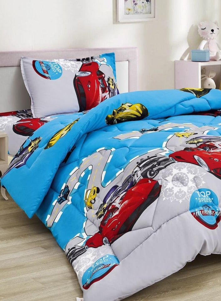 مينج لي طقم لحاف مفرش سرير أطفال ناعم ورقيق متوسط ​​الحشو مكون من 3 قطع سرير مقاس واحد للأولاد والبنات بطباعة عصرية ونمط مخيط - Image 2