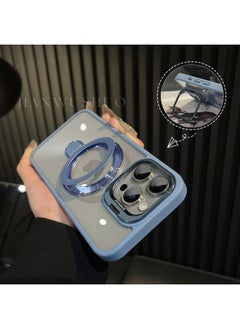 Generic For Iphone 16E Mobile Phone Case U1 Dual Magnetic Bracket For Iphone15PRO Protective Cover Metal 13 Advanced Sense Factory-Color:Far Peak Blue-Applicable Model:For Iphone16E  - Image 1