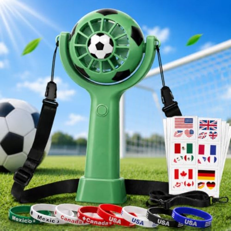 2026 World Soccer Cup accessories with Handheld Fan kit, 24pc world cup stickers and 8pc Silicone Wristbands for Stadium Games, Sports PartiesandOutdoor Events Perfect Summer Gift for Soccer Fans - Image 1