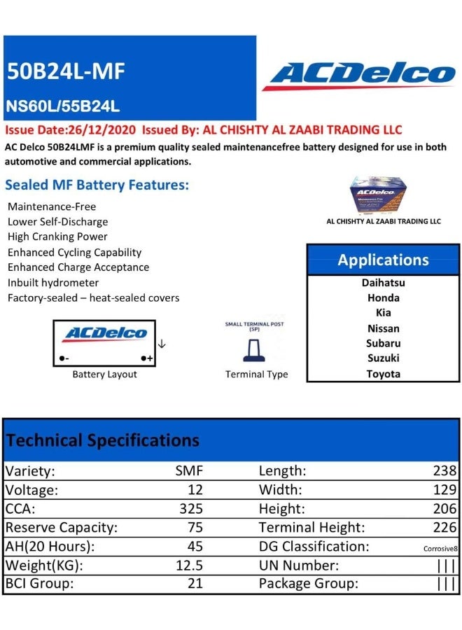 Ac Delco AC Delco Car Battery 12V 45AH NS60L - Image 4