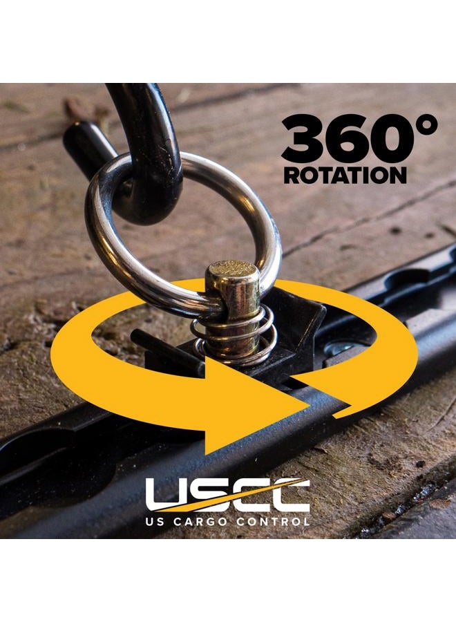 US Cargo Control Black L Track Single Stud Fitting with Round Ring, Use with L Track Rails to Create Instant Tie-Down Anchor Points, Working Load Limit of 1,333 Pounds, 4 Pack - Image 2