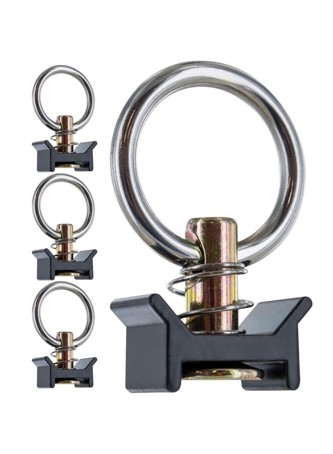 US Cargo Control Black L Track Single Stud Fitting with Round Ring, Use with L Track Rails to Create Instant Tie-Down Anchor Points, Working Load Limit of 1,333 Pounds, 4 Pack - Image 1