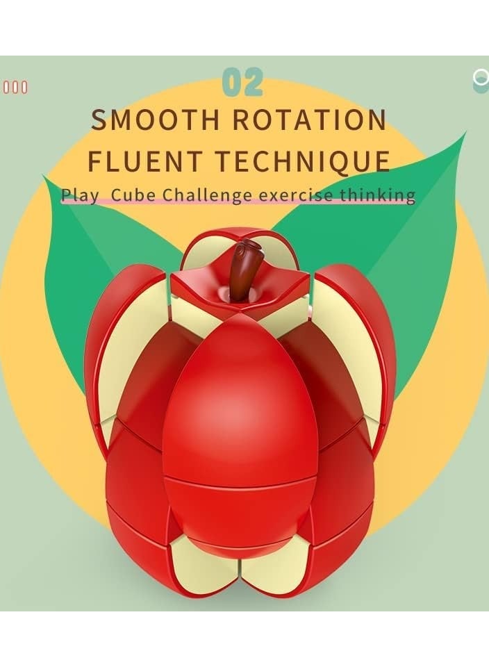 Rubix Cube,Third Level Fruit Cube, Speed Cube 3×3 Apple Magic Cube 1:1 Realistic 3D Fruit Cube Special-Shaped Puzzle Cube Children's Educational Toys (Apple) - Image 3