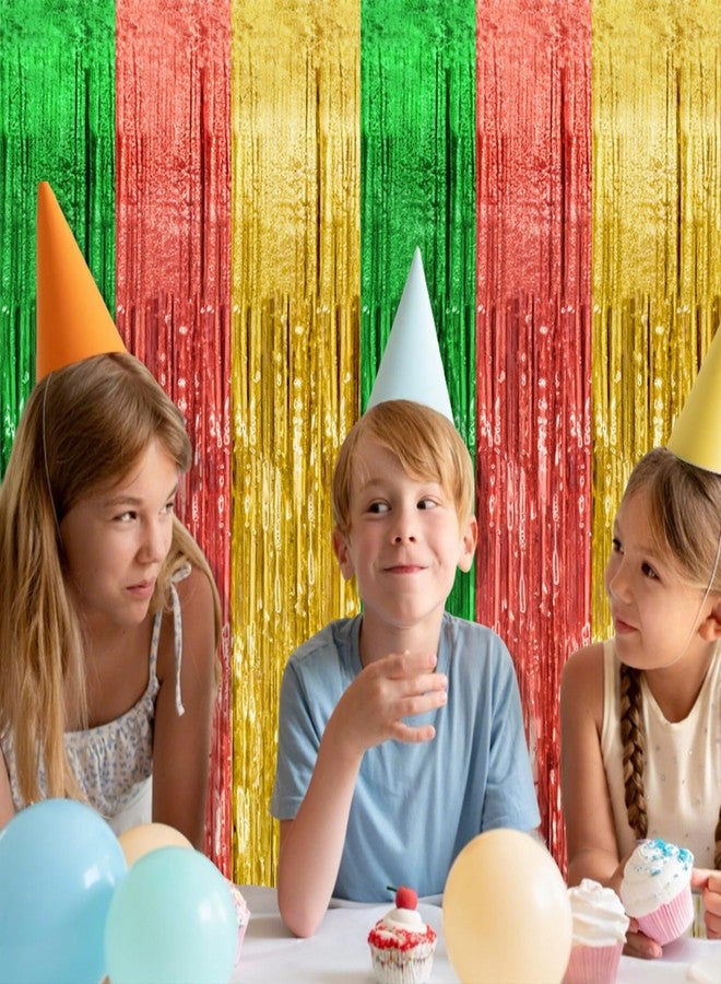 K.E.J. 2 Pack Hawaii Party Backdrop Decorations Vibrant Summer Streamers Foil Fringe Curtains Metallic Tinsel Backdrop for Birthday Graduation Baby Shower Christmas Beach Holiday Party Decors - Image 4