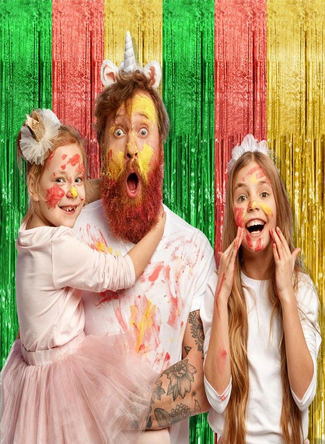 K.E.J. 2 Pack Hawaii Party Backdrop Decorations Vibrant Summer Streamers Foil Fringe Curtains Metallic Tinsel Backdrop for Birthday Graduation Baby Shower Christmas Beach Holiday Party Decors - Image 2