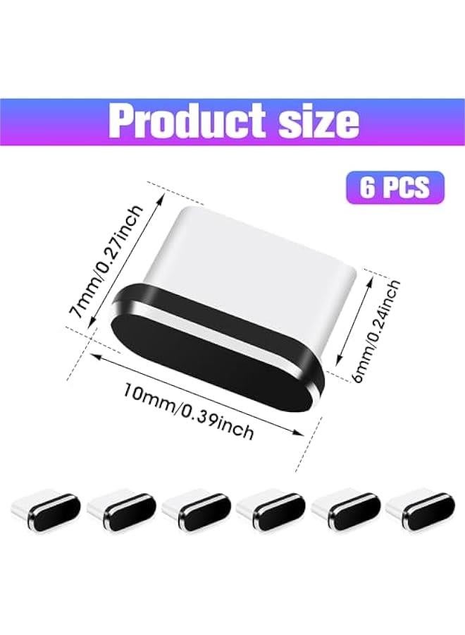 6 Pcs Type C Anti Dust Plugs, USB C Dust Cover Charging Port Plugs Protector Caps Black Type-C Anti Dust Plug Cover for Smartphones Tablets  - Image 2