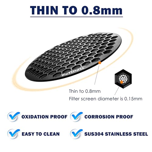 NEOUZA V4 Espresso Puck Screen 0.8mm Thickness Honeycomb Mesh Double Layer Black Protective Coating for Coffee Portafilter Basket (2, Silver, 53mm) - Image 4