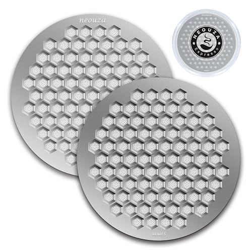 NEOUZA V4 Espresso Puck Screen 0.8mm Thickness Honeycomb Mesh Double Layer Black Protective Coating for Coffee Portafilter Basket (2, Silver, 53mm) - Image 1