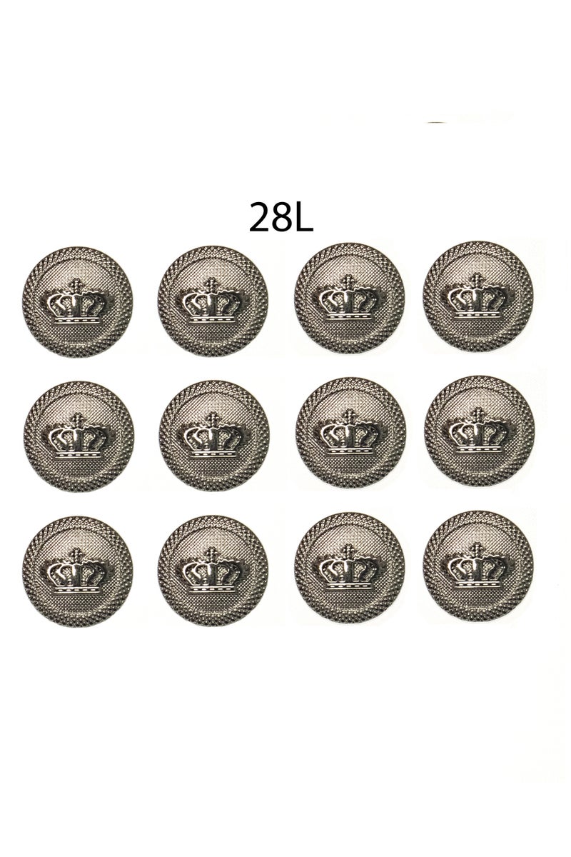 Premium Crown Metal Buttons – 18 Piece Set | Antique Black Finish, Shank Back, Durable for Coats, Jackets, Blazers, Uniforms & DIY Crafts ( 6pcs 32L & 12pcs 28L) - Image 3