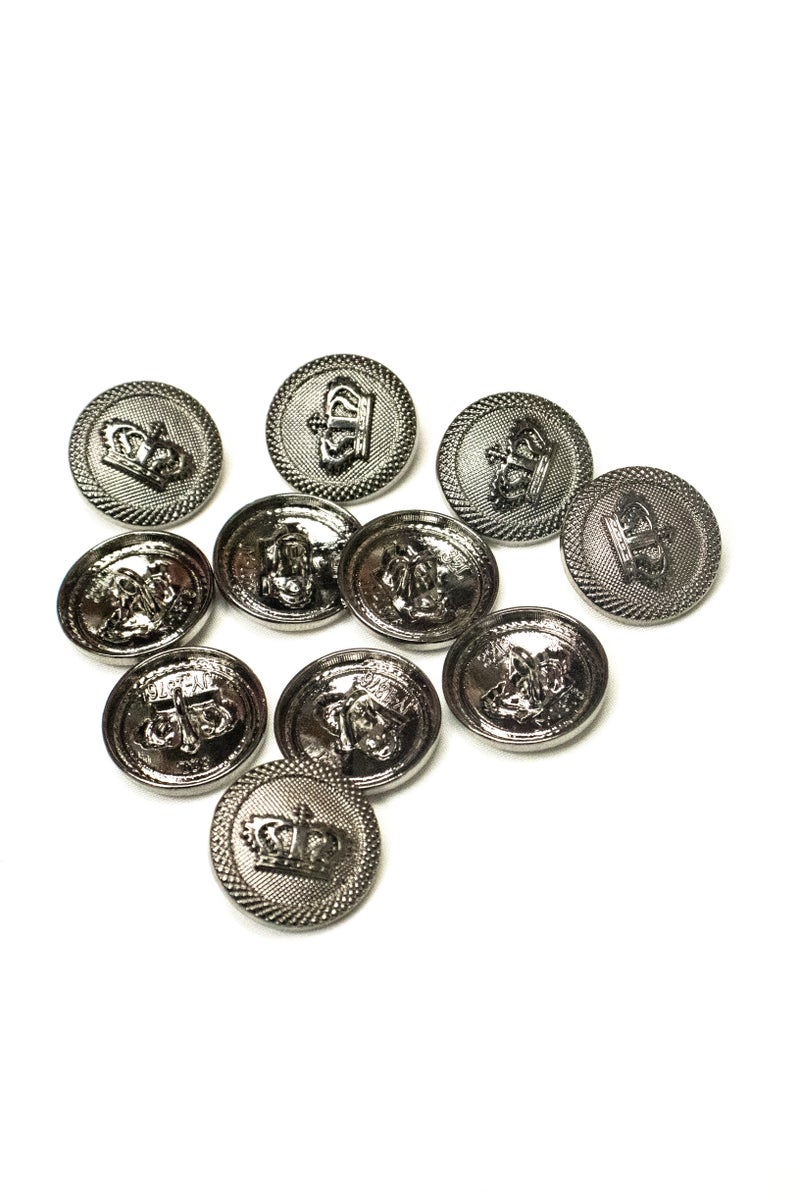 Premium Crown Metal Buttons – 18 Piece Set | Antique Black Finish, Shank Back, Durable for Coats, Jackets, Blazers, Uniforms & DIY Crafts ( 6pcs 32L & 12pcs 28L) - Image 4